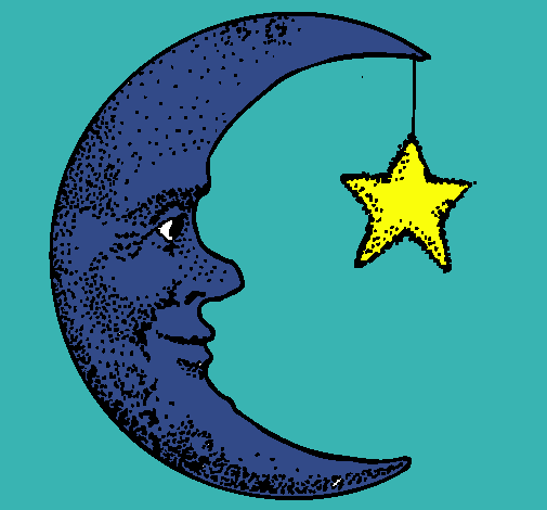 Dibujo Luna y estrella pintado por lkaritoO
