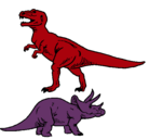 Dibujo Triceratops y tiranosaurios rex pintado por yosef