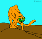 Dibujo Tigre con afilados colmillos pintado por tadeo