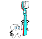 Dibujo Muela y cepillo de dientes pintado por SantiAnti
