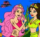 Dibujo Barbie se despiede de la reina sirena pintado por GRISMERLYS