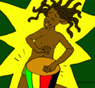 Dibujo Músico africano pintado por reggae