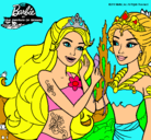 Dibujo Barbie se despiede de la reina sirena pintado por jenlo+