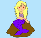 Dibujo Sirena sentada en una roca pintado por ennia