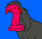 Dibujo Hipopótamo con la boca abierta pintado por  minino