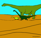 Dibujo Familia de Braquiosaurios pintado por kikee