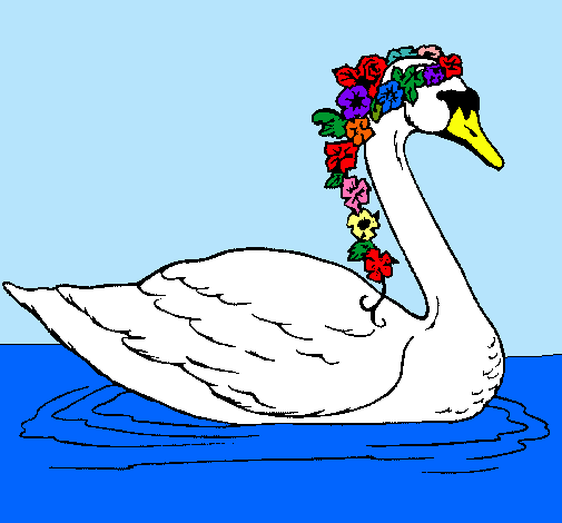 Cisne con flores