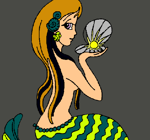 Dibujo Sirena y perla pintado por elbika
