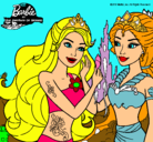 Dibujo Barbie se despiede de la reina sirena pintado por lulivi