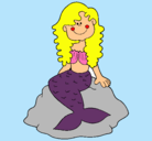 Dibujo Sirena sentada en una roca pintado por tiareee