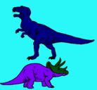 Dibujo Triceratops y tiranosaurios rex pintado por said