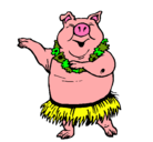 Dibujo Cerdo hawaiano pintado por terotio