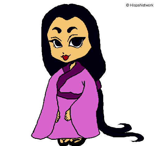Dibujo Princesa con kimono pintado por fany