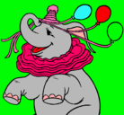 Dibujo Elefante con 3 globos pintado por adina