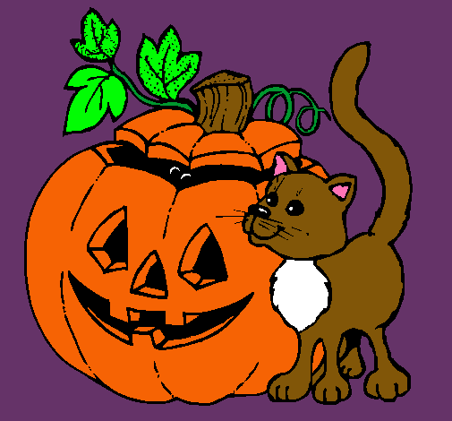 Calabaza y gato