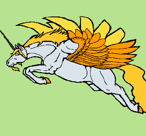 Dibujo Unicornio alado pintado por davidei