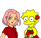 Dibujo Sakura y Lisa pintado por Kagamine