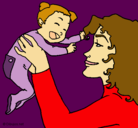 Dibujo Madre con su bebe pintado por guapos