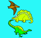 Dibujo Tres clases de dinosaurios pintado por dragones