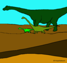 Dibujo Familia de Braquiosaurios pintado por njbgybgyvtgf