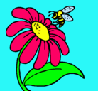 Dibujo Margarita con abeja pintado por FLOG