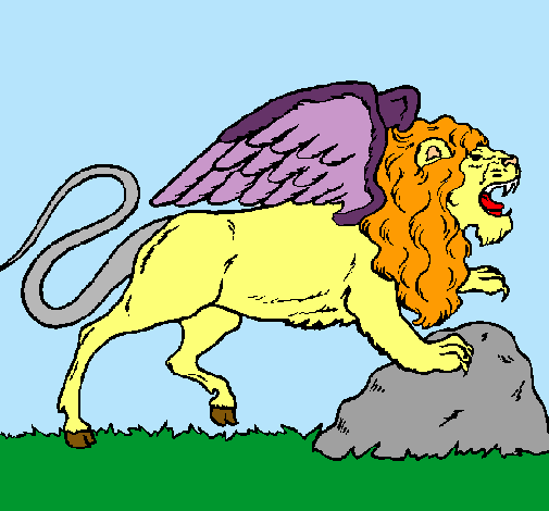 Dibujo León alado pintado por doom