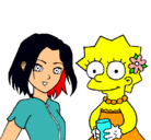 Dibujo Sakura y Lisa pintado por scky
