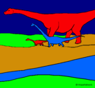 Dibujo Familia de Braquiosaurios pintado por brauliio