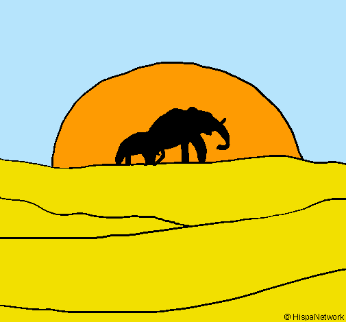 Elefante en el amanecer