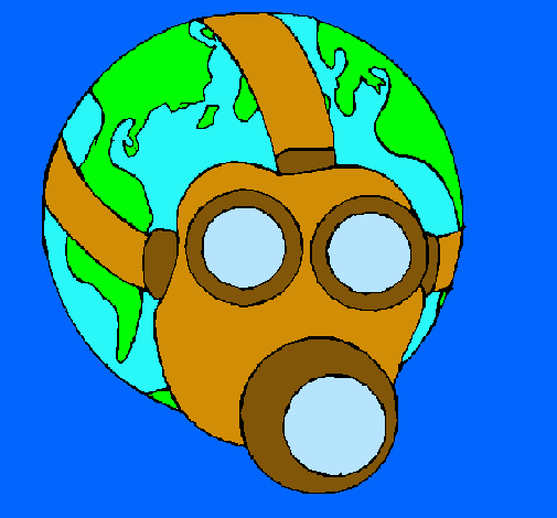 Dibujo Tierra con máscara de gas pintado por doom