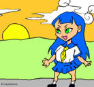 Dibujo Colegiala manga pintado por Laura2