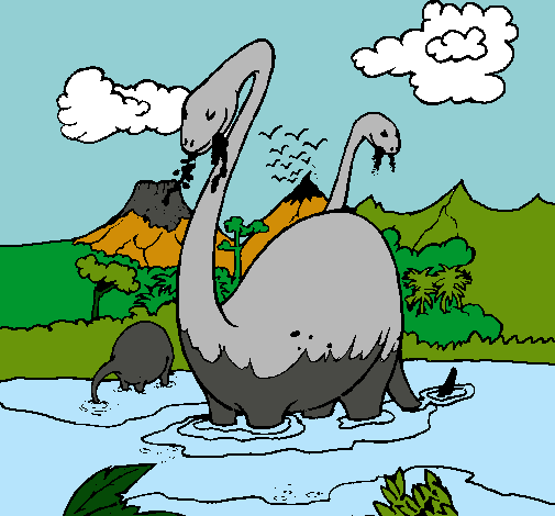 Apatosaurios en el agua