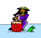 Dibujo Mujer tocando el bongó pintado por cansina