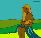 Dibujo Madre con su bebe pintado por kuki