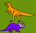 Dibujo Triceratops y tiranosaurios rex pintado por mike