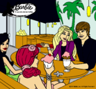 Dibujo Barbie y sus amigos en la heladería pintado por fany