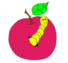 Dibujo Manzana con gusano pintado por taisha