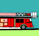 Dibujo Camión de bomberos con escalera pintado por benjadavinci