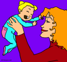 Dibujo Madre con su bebe pintado por arii1