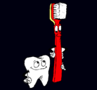 Dibujo Muela y cepillo de dientes pintado por esly