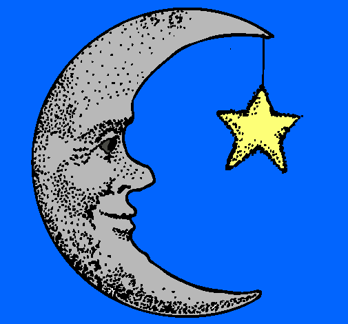Dibujo Luna y estrella pintado por gabye