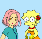 Dibujo Sakura y Lisa pintado por floritilla