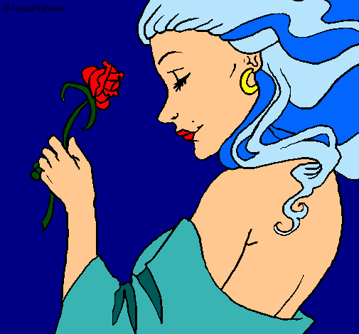 Dibujo Princesa con una rosa pintado por kmy-maura