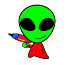 Dibujo Alienígena II pintado por rojo