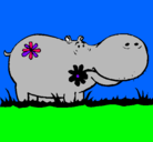 Dibujo Hipopótamo con flores pintado por mirith
