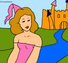 Dibujo Princesa y castillo pintado por sophie