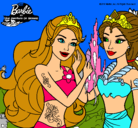 Dibujo Barbie se despiede de la reina sirena pintado por kitty201