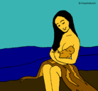 Dibujo Madre con su bebe pintado por celene