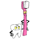 Dibujo Muela y cepillo de dientes pintado por kneeboarder