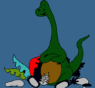 Dibujo Diplodocus sentado pintado por joelj
